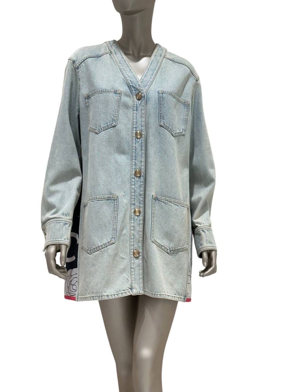 CHANEL 21С Light Blue Denim Overshirt Jacket, FR 40